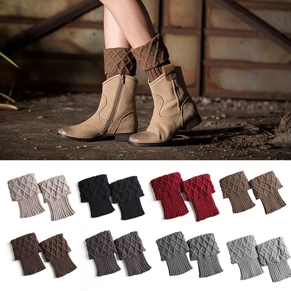 

womens girls knitted trim winter crochet boot socks cuffs ers, Black;white