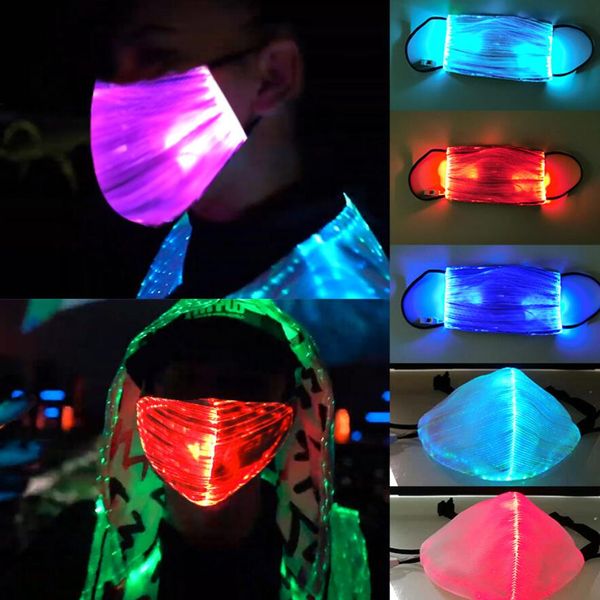 LED Lampeggiante Saful 7 Colori Luce Luminosa per Uomo Donna Rave Music Party Natale Halloween Light Up Maschera da ciclismo