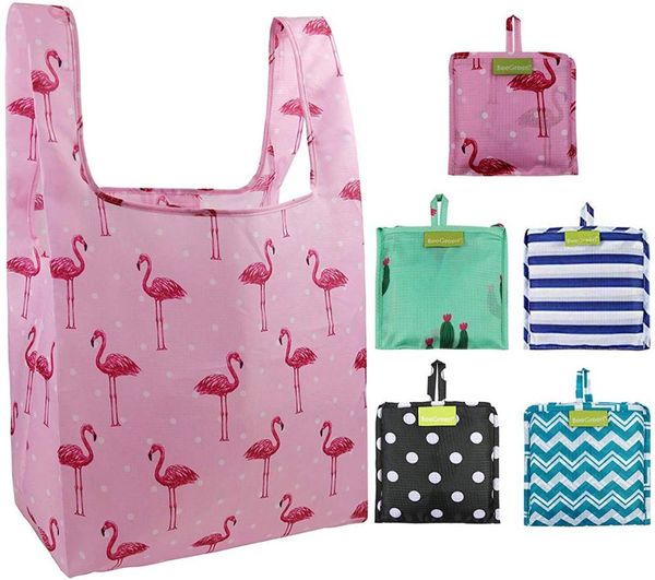 Custom Logo Bags Handbags Foldable Reusable Grocery Bags Bulk Designs Folding Shopping Tote Bag Fits In Pocket Eco Friendly Custom Printed Bags Jute