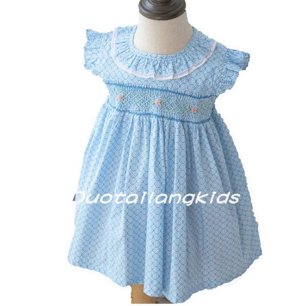 

summer new fashion baby kid girl infant sleeveless embroidery floral dresses smock princess dress, Red;yellow