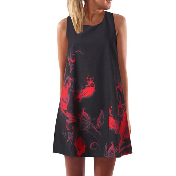 

2019 selling dress women lady summer casual dress maxi printing party elegant mini polyester dess robe de dames, Black;gray