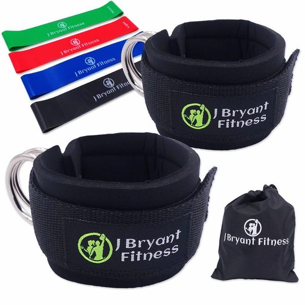 

fitness resistance bands set with ankle straps for cable machines home gym legs hips glutes workout exercise training equipment