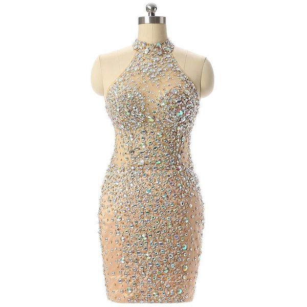 

luxury champagne short prom dresses mermaid 2019 beading crystal imported party dress vestido formatura evening gowns special occasion dress, Black