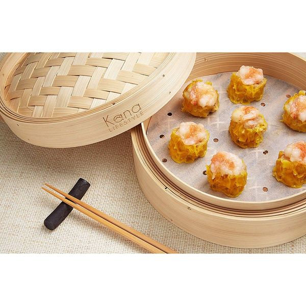 

premium perforated parchment air fryer paper liners - 7 inch - 100 eco-friendly pack - for bamboo steamer, steaming basket, cook