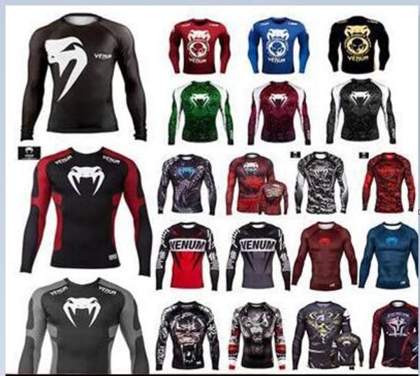 

горячие змеи mma rashguard бокса с длинным рукавом футболка муай тай gi джиу-джитсу сыпь гвардейской tops bjj мужчины кикбоксингу трикотажны, White;black