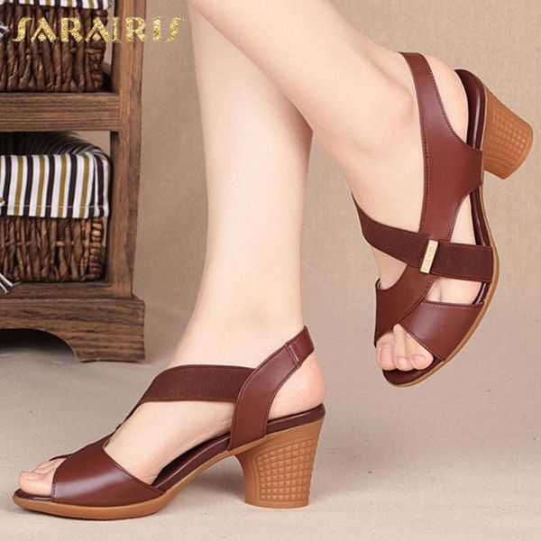 

sarairis 2020 new fashion peep toe concise summer sandals women shoes high heels slip-on office lady shoes woman sandals female, Black