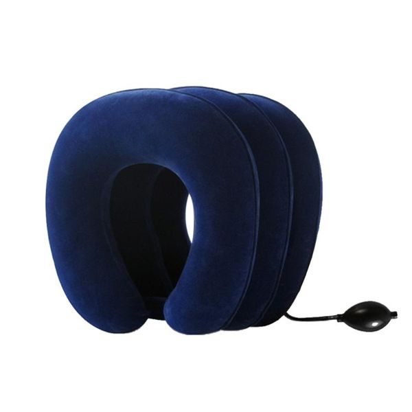 

vodool 3 layer air inflatable pillow neck cervical traction device soft neck protection collar head shoulder pain relief massage