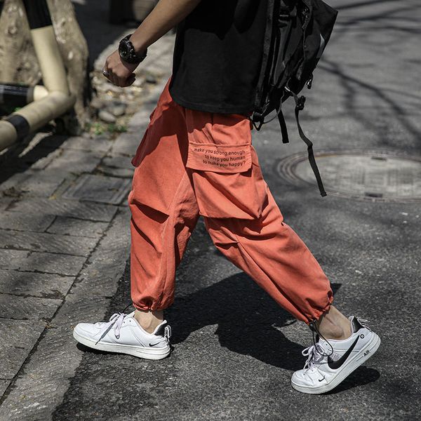 

2020 men's fashion trend harem pants hip hop style casual pants black/red/deep grey color trousers joggers sweatpants m-3xl