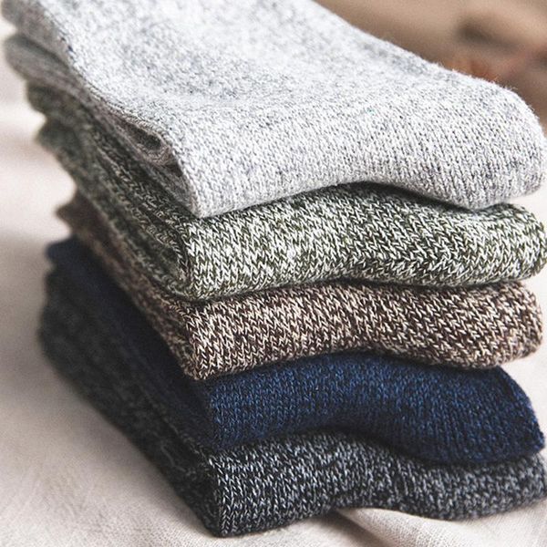 

thicken cashmere snow socks men winter warm velvet solid casual thermal socks sleeping thread wool male hosiery slipper, Black