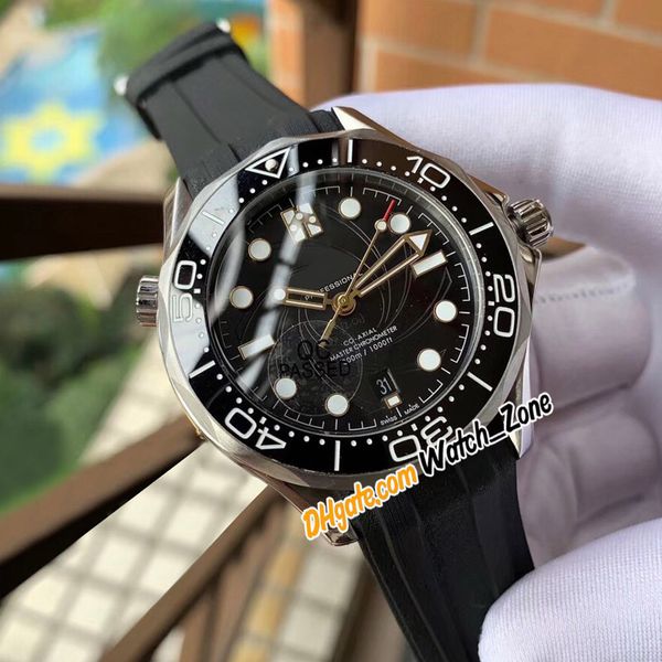 

new james bond 007 diver 300m 210.22.42.20.01.003 black texture dial autoamtic mens watch steel case rubber limited edition watch_zone e351, Slivery;brown