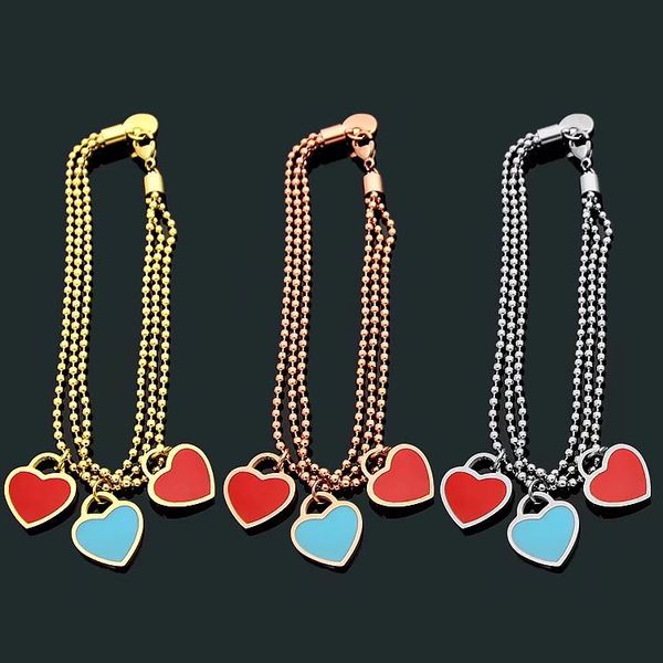 

2020 fashion bangle bracelet steel jewelry love bracelet luxury designer jewelry women bracelets friendship bracelet three heart bracelets, Black