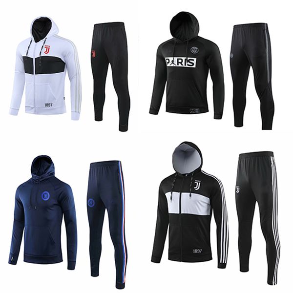 

men/sport outdoors madrid jj apparel athletic soccer football running wear tracksuits with hat2019 2020 new run training sets uniforms, Black;blue