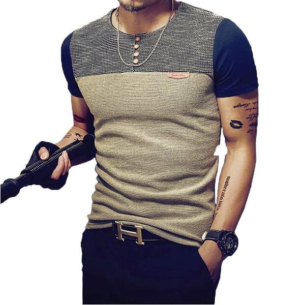 

summer fashion mens t shirt casual patchwork short sleeve t shirt mens clothing trend casual slim fit hip -hop tees designer, White;black