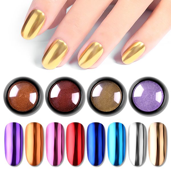 

mirror nail art glitter powder chrome rub pigment gold rose metallic powder for nail manicure decoration glitter dust, Silver;gold