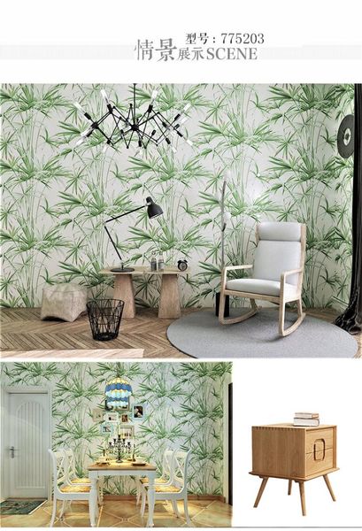 

small clear imitation bamboo nordic wallpaper chinese classical chinese style stereo wallpaper living room tv wall background