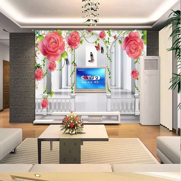 

custom large mural 3d wallpaper modern creative 3d expansion space corridor rose bedroom tv back wall decor deep 5d embossed