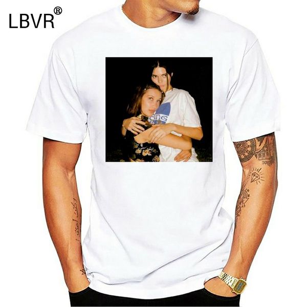 

kendall jenner and bella hadid half sleeve black t shirt, White;black