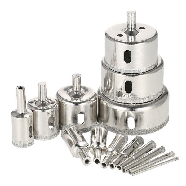 

promotion 14pcs hole saw 3-70mm diamond coated core hole saw drill bit set tools for tiles marble glass porcelain drilling powe