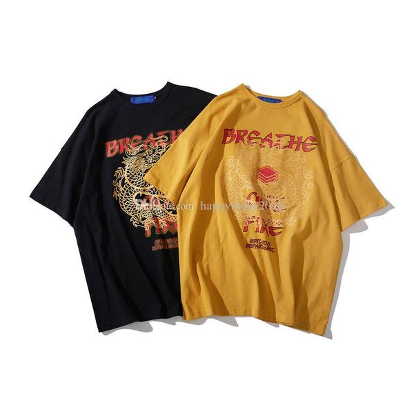 

spring and summer new tide brand english printing cotton men's loose short-sleeved t-shirt 15, White;black