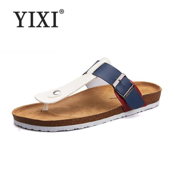 

2019 new fashion summer cork slipper sandals men casual beach mixed color flip flops slides shoe flats, Black