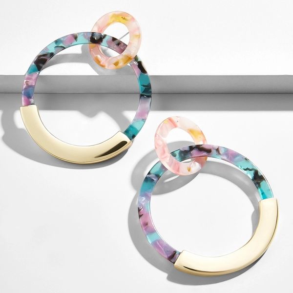 

2019 bohemia colorful acrylic drop earring for women vintage resin circle statement dangle earring female jewelry brincos, Silver