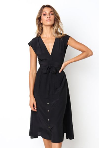 

black 2019 aproms vintage stripe печати midi платье женщин элегантный глубокий v sash подвязывают платья женские-футляр летние сарафаны улич, Black;gray