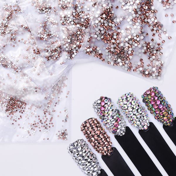 

1440pcs 3d nail rhinestones irregular colorful shining mied size nail art accessories tools for diy art decoration, Silver;gold