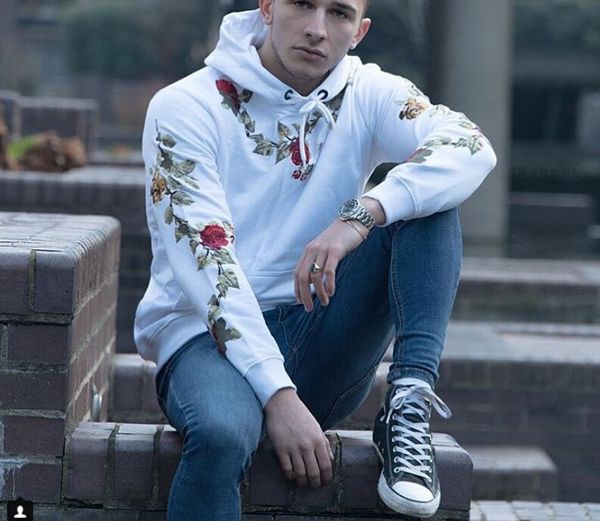 

fashion designer men's hoodies jackets for autumn warm luxury clothing embroidered with flowers casual style size m-3xl wholesales, Black