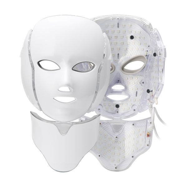 

foreverlily 7 colors light led facial mask with neck skin rejuvenation anti acne pn therapy whitening tightening instrument