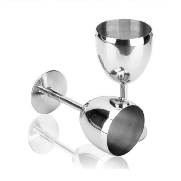 

2pcs stainless steel wine glass drinking cup goblet champagne glass 14cm 17cm height