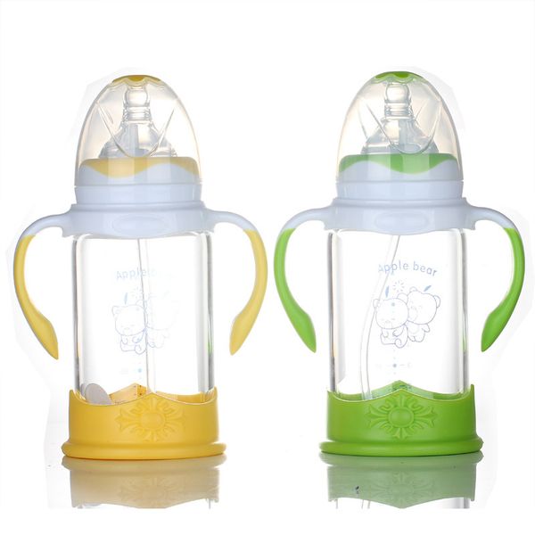 

mother and child of the bear product newborn bring handle width caliber feeding bottle explosion-proof glass feeding bottle