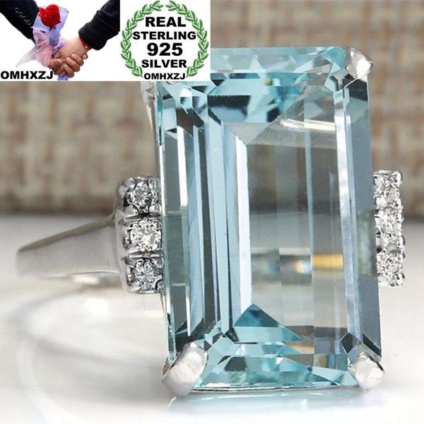 

omhxzj wholesale european fashion woman man party wedding gift silver blue rectangle z 925 sterling silver ring rr118, Golden;silver