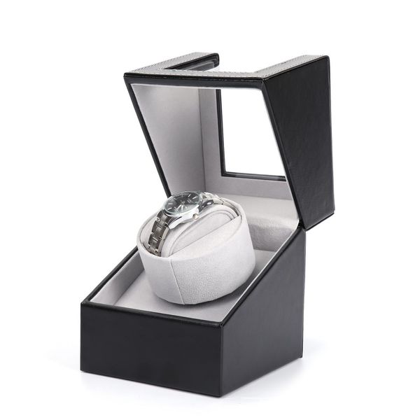 

mini motor watch winder holder display automatic mechanical watch winding box shaker jewelry high class watches box gift 2019, Black