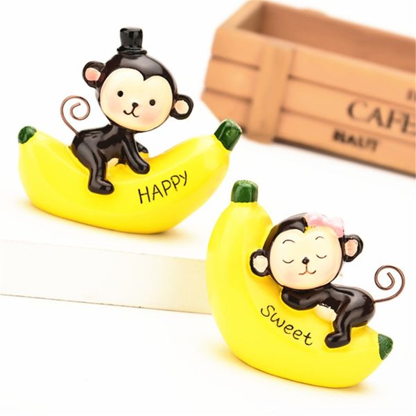 

2pcs/set car ornament cartoon lovely banana monkey car styling monkey on banana auto dashboard doll decoration accessories