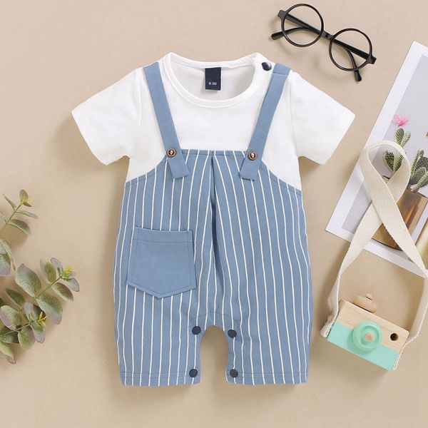 

2pcs summer baby boys clothes outfits sets newborn baby short sleeve t-shirt+strap shorts casual outfits set0, White