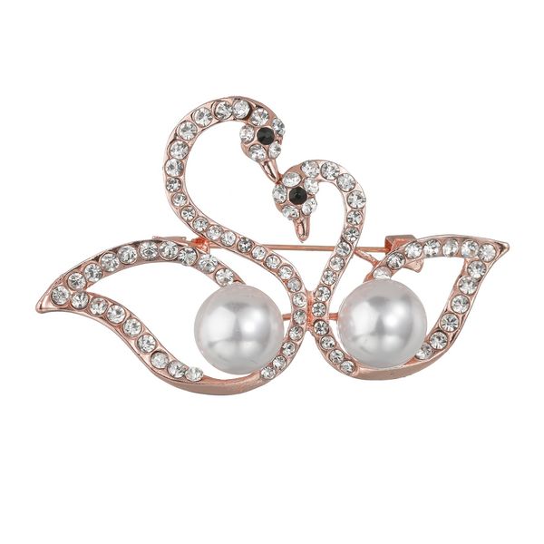 

misscycy elegant gold color crystal swan breast pin swan rhinestone women classical jewelry, Gray