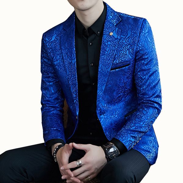 

men's fashion printing small suit fashion jacket youth self-cultivation single business casual suit british style men's, White;black