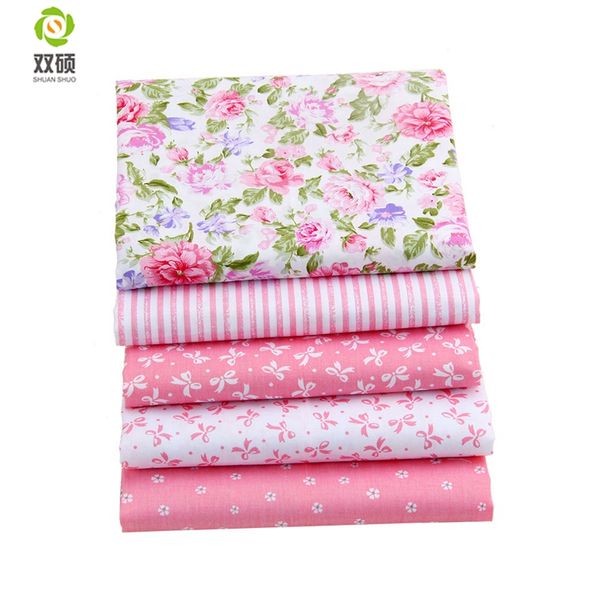 

dropshipping pink color shuanshuo brand cotton bundle fabric patchwork textile diy sewing fabric for doll clothes bags 40*50 cm, Black;white