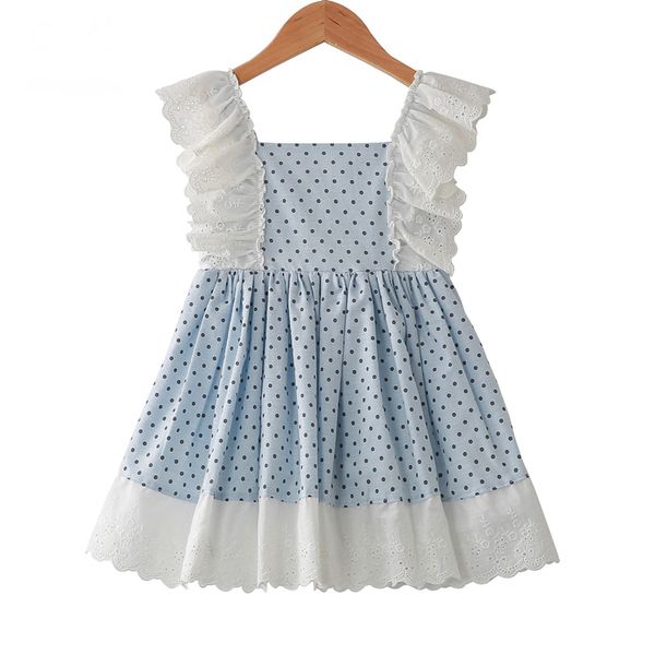 2019 Baby Girls Dress Summer Kids Print Dots Ruffles Patchwork Dress Party Western Fashion Children Lace Princess Dress From Angelinababy 1106