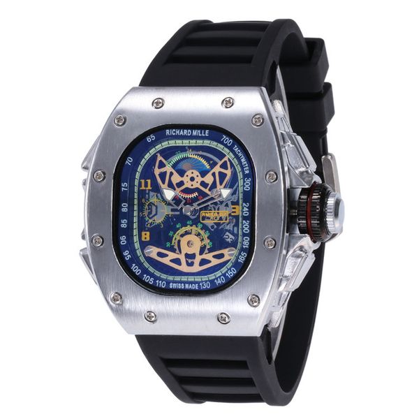 

fashion comfortable rubber strap mens luxury watch quartz movement brand offshore royal male oak wristwatch 40mm military clock, Slivery;brown