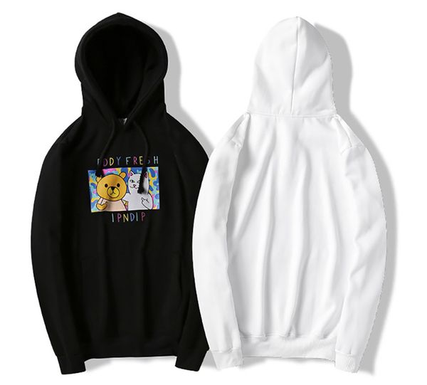 

2020 / r кота мужской дамы камуфляж игрушечного алфавит печать черное белая плюс бархат с капюшоном свитер роскоши фуфайка плюс бархат высок, Black