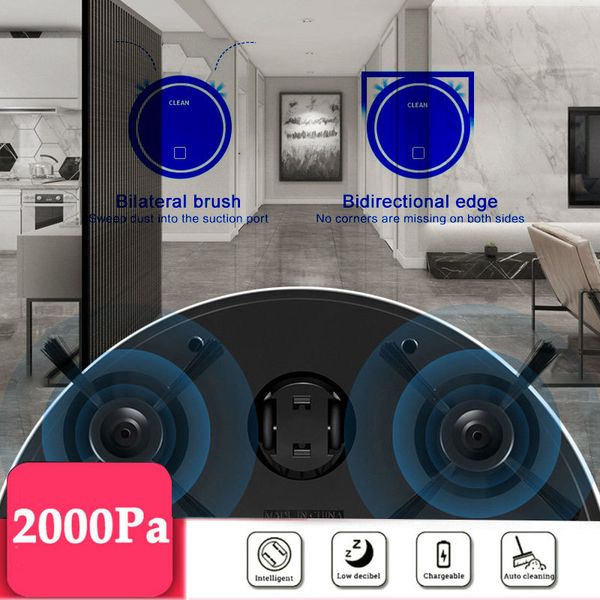 

smart robot vacuum cleaner auto floor sweeping sweeper short-haired carpet 45db low noise+2000pa strong suction+7mm slim design