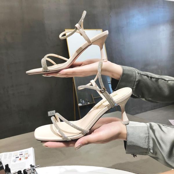 

comfort shoes for women 2020 sandals open toe summer heels suit female beige comfort block women's peep ladies rhinestone, Black