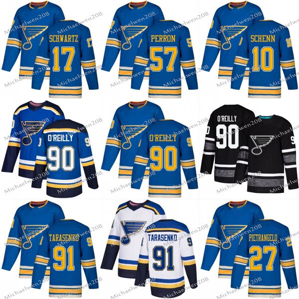 

90 Ryan O'Reilly St. Louis Blues Vladimir Tarasenko David Perron Brayden Schenn Alex Pietrangelo Jaden Schwartz Oskar Sundqvist Dunn Jersey