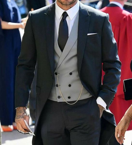 

утро / фрак стиль мужские костюмы лацкане жениха смокинги черный лучшие мужчины свадебные groomsmen (куртка + брюки + жилет + tie) e59, White;black