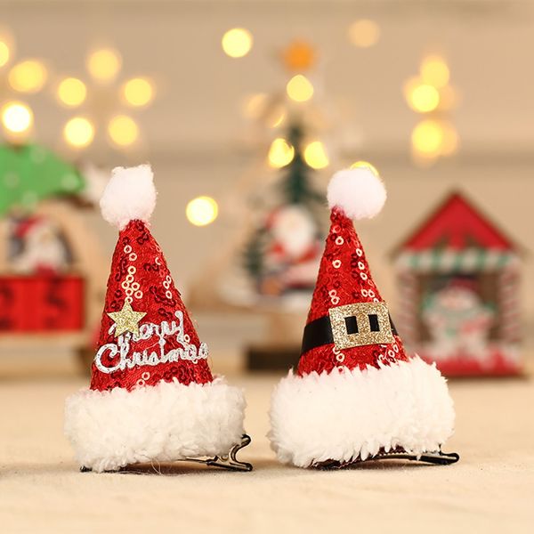 

2020 merry christmas hair clip christmas tree hat headwear hair accessory for girl kid holiday party decoration kids gifts