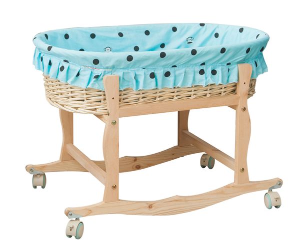

rattan cradle bed crib solid wood baby bed newborn sleeping basket shaker cradle shaking nest without paint to send mosquito net