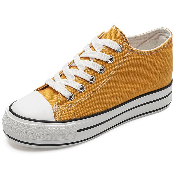 

high heel sneaker woman white sports shoes woman canvas shoes thick bottom lace up denim women shoes platform zapatillas de mujer altas, Black
