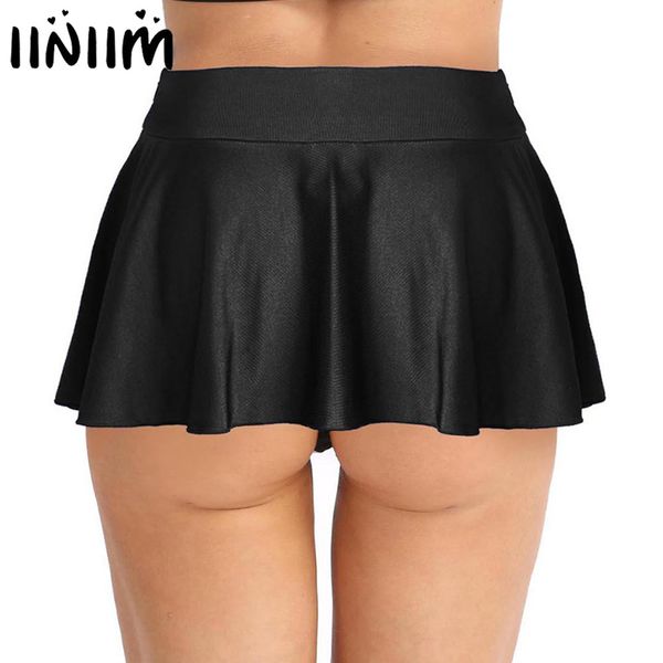 

fashion womens clubwear miniskirts stretchy active mini shorts with inner shorts covered lightweight skirts for performance, Black;gray