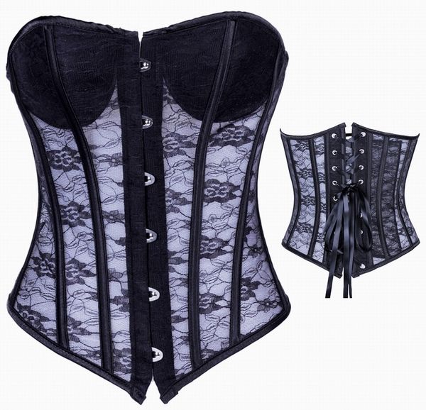 

black white red lingerie corset hook floral waspie bustier s  l xl n51